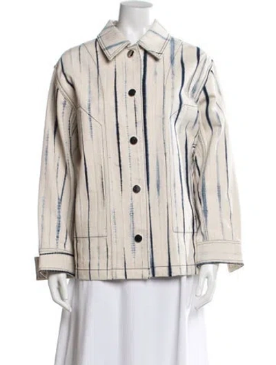 Pre-owned Tory Burch Striped Jacket W/ Tags In Neutral