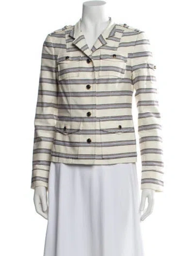 Pre-owned Tory Burch Striped Jacket In White