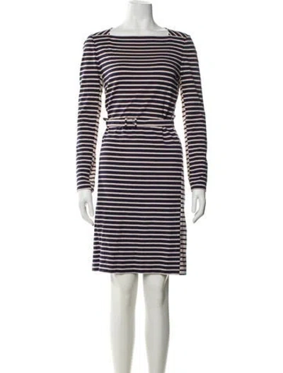 Pre-owned Tory Burch Striped Knee-length Dress In Blue