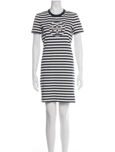 Pre-owned Tory Burch Striped Knee-length Dress In Blue
