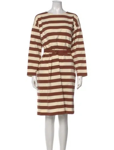 Pre-owned Tory Burch Striped Knee-length Dress In Brown