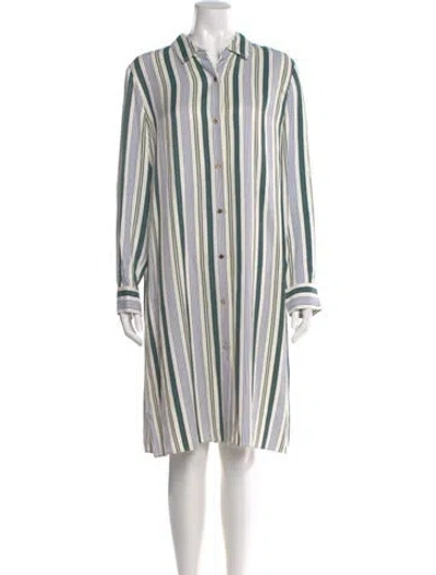 Pre-owned Tory Burch Striped Knee-length Dress In Green
