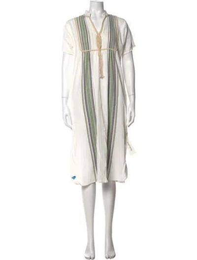 Pre-owned Tory Burch Striped Knee-length Dress In Neutral