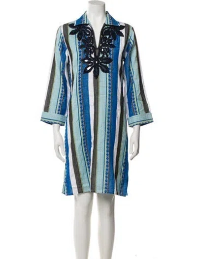 Pre-owned Tory Burch Striped Knee-length Dress W/ Tags In Blue