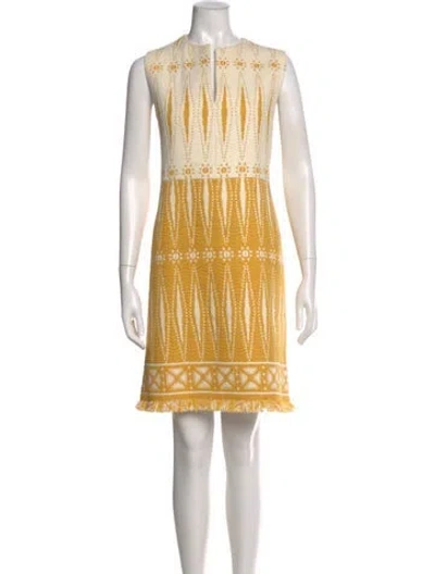Pre-owned Tory Burch Striped Knee-length Dress In Yellow