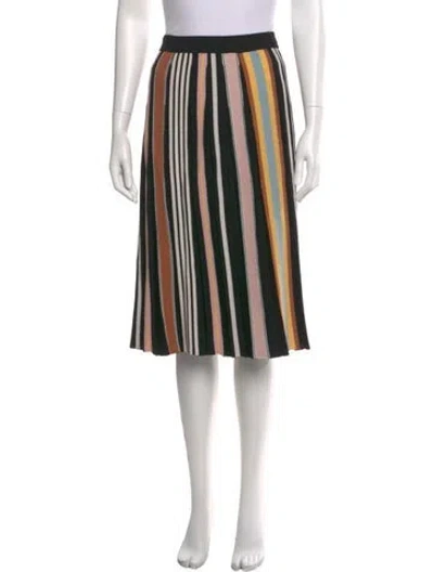 Pre-owned Tory Burch Striped Knee-length Skirt In Black
