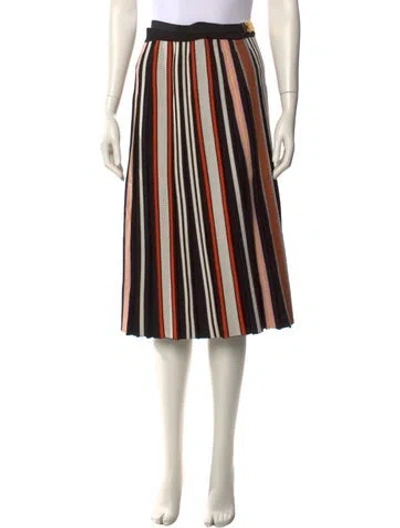 Pre-owned Tory Burch Striped Knee-length Skirt In Black