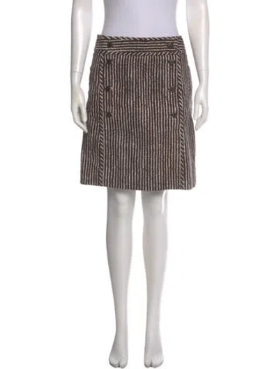 Pre-owned Tory Burch Striped Knee-length Skirt In Brown
