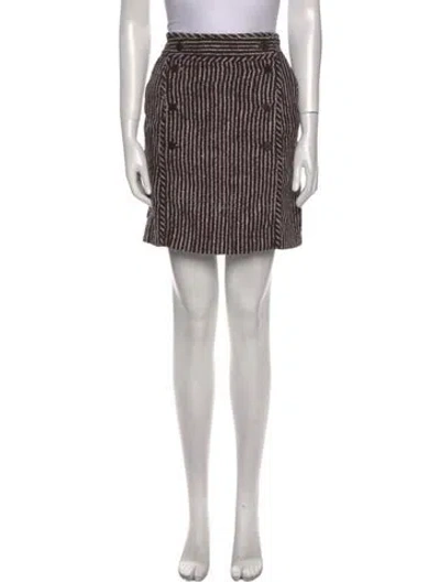 Pre-owned Tory Burch Striped Knee-length Skirt In Brown