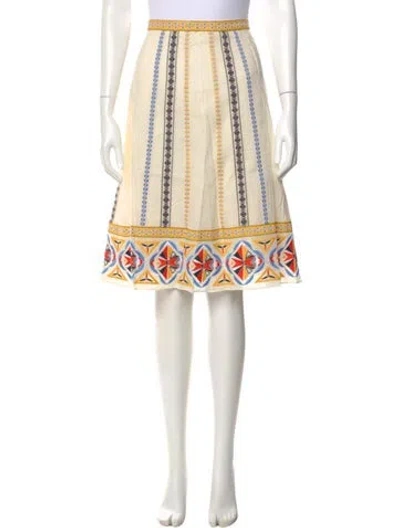 Pre-owned Tory Burch Striped Knee-length Skirt In Yellow