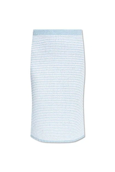Tory Burch Cotton-blend Striped Skirt In Blue