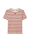 Tory Burch Striped Logo-patch T-shirt In Multi