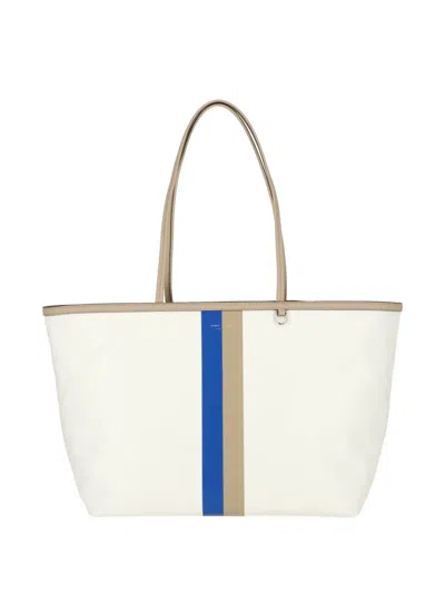 Tory Burch Striped Logo-print Tote Bag In Red