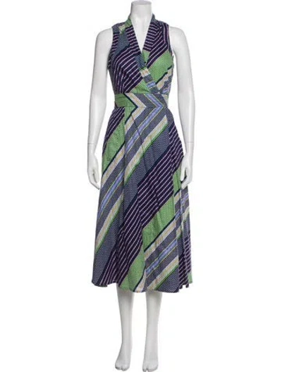 Pre-owned Tory Burch Striped Long Dress In Blue