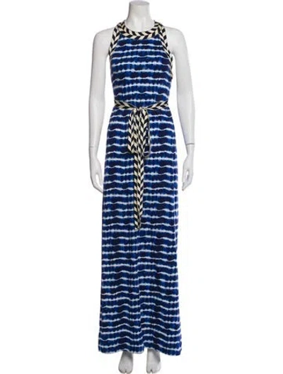 Pre-owned Tory Burch Striped Long Dress In Blue