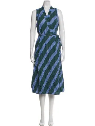 Pre-owned Tory Burch Striped Long Dress In Blue