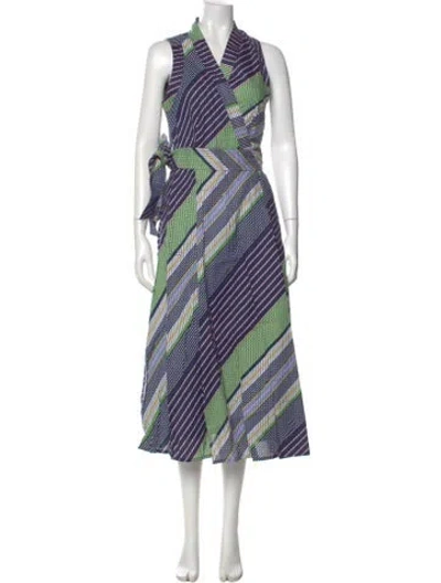 Pre-owned Tory Burch Striped Long Dress In Blue