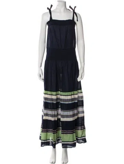 Pre-owned Tory Burch Striped Long Dress In Blue