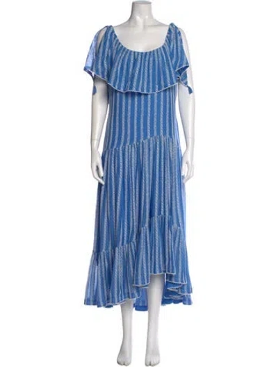 Pre-owned Tory Burch Striped Long Dress In Blue