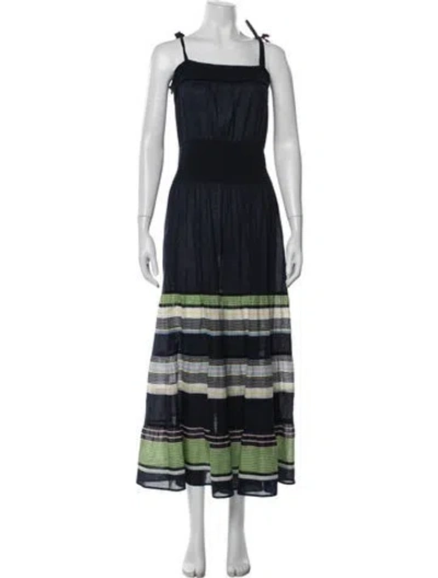 Pre-owned Tory Burch Striped Long Dress In Blue