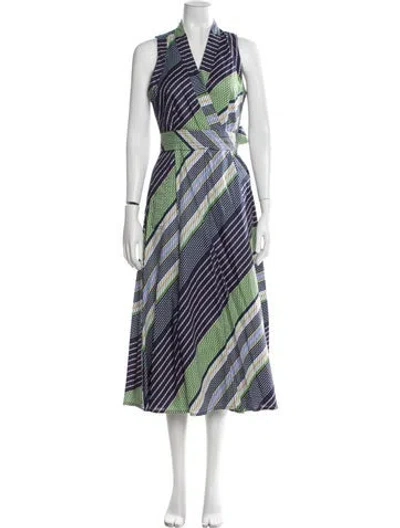 Pre-owned Tory Burch Striped Long Dress In Blue