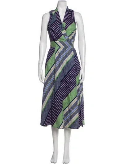 Pre-owned Tory Burch Striped Long Dress In Blue