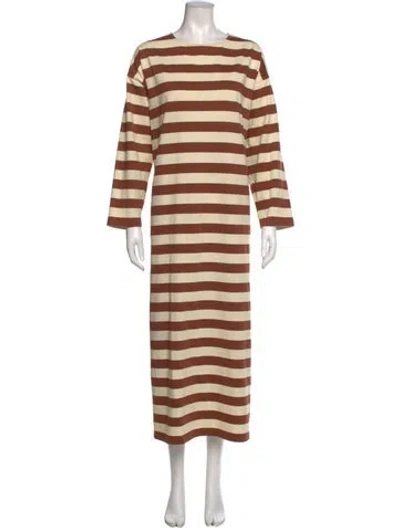 Pre-owned Tory Burch Striped Long Dress In Brown