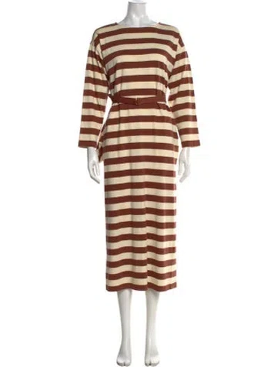 Pre-owned Tory Burch Striped Long Dress In Brown