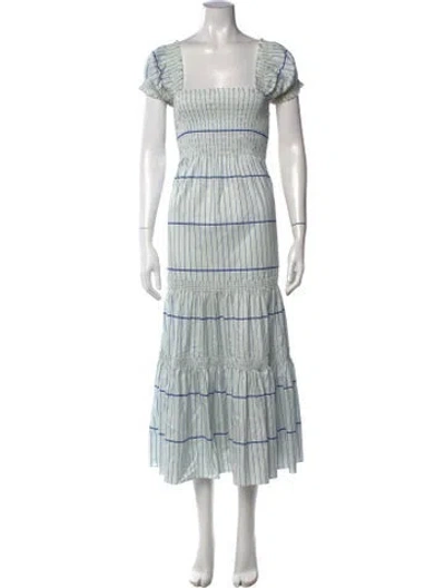 Pre-owned Tory Burch Striped Long Dress In Green