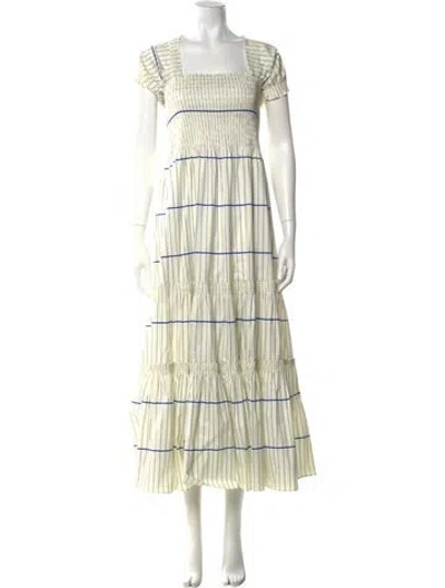 Pre-owned Tory Burch Striped Long Dress In Neutral