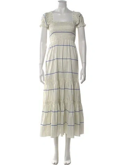 Pre-owned Tory Burch Striped Long Dress In Neutral
