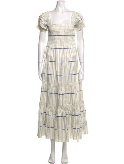 Pre-owned Tory Burch Striped Long Dress In Neutral