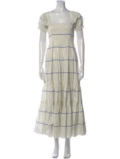 Pre-owned Tory Burch Striped Long Dress In Neutrals