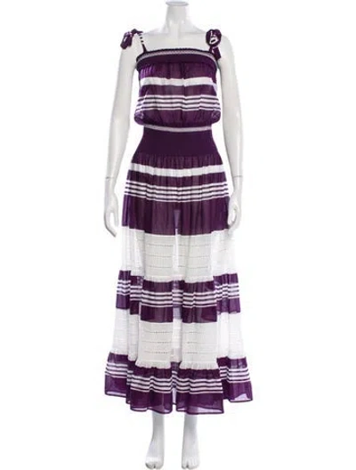 Pre-owned Tory Burch Striped Long Dress In Purple