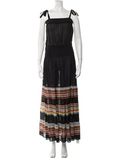 Pre-owned Tory Burch Striped Long Dress W/ Tags In Black