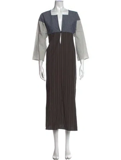 Pre-owned Tory Burch Striped Long Dress W/ Tags In Brown