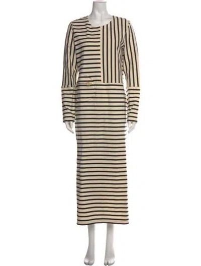 Pre-owned Tory Burch Striped Long Dress W/ Tags In Neutral