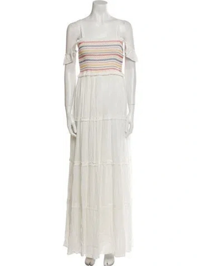 Pre-owned Tory Burch Striped Long Dress W/ Tags In White
