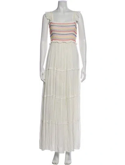 Pre-owned Tory Burch Striped Long Dress In White