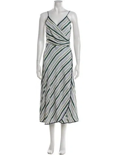 Pre-owned Tory Burch Striped Long Dress In White