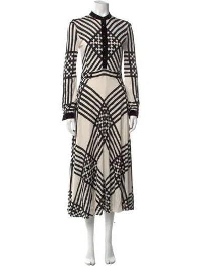 Pre-owned Tory Burch Striped Long Dress In White