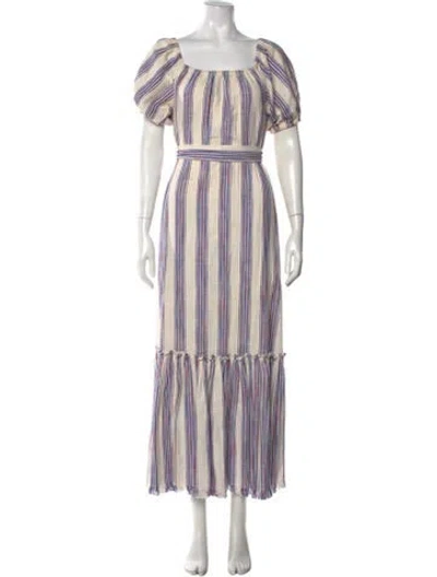 Pre-owned Tory Burch Striped Long Dress In White