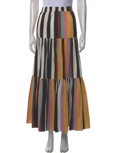 Pre-owned Tory Burch Striped Long Skirt In Black