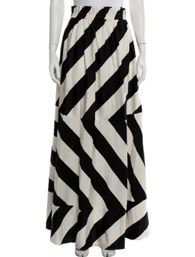 Pre-owned Tory Burch Striped Long Skirt In Black/neutrals