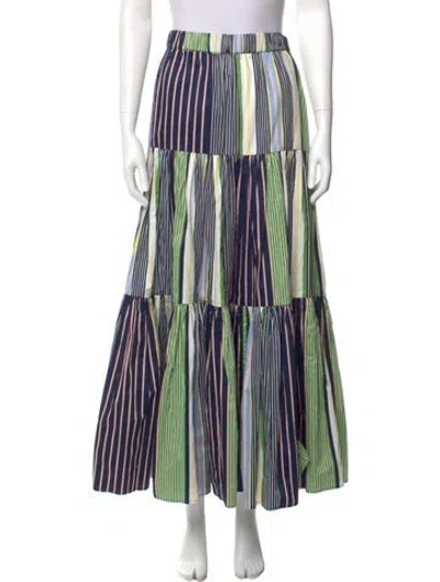 Pre-owned Tory Burch Striped Long Skirt In Blue