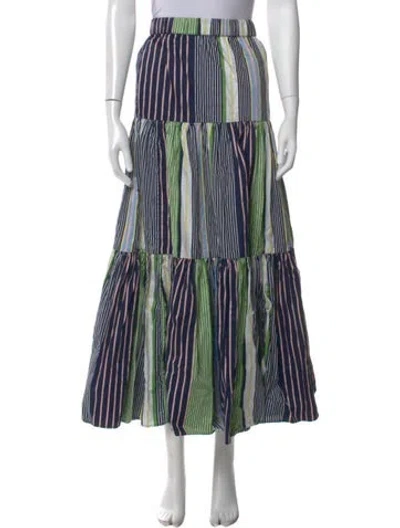 Pre-owned Tory Burch Striped Long Skirt In Blue