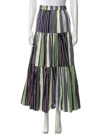 Pre-owned Tory Burch Striped Long Skirt In Blue