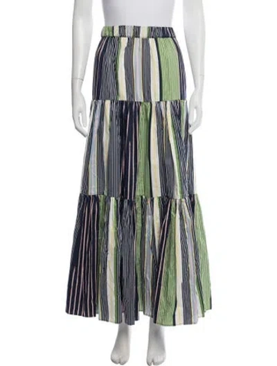 Pre-owned Tory Burch Striped Long Skirt In Blue
