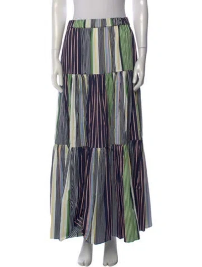 Pre-owned Tory Burch Striped Long Skirt W/ Tags In Blue