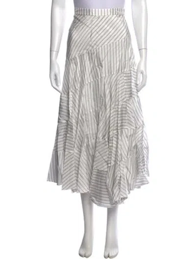 Pre-owned Tory Burch Striped Long Skirt W/ Tags In Gray